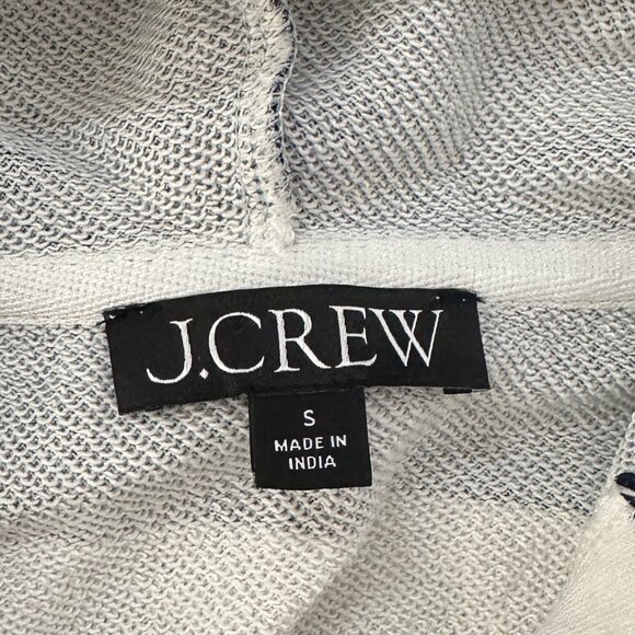 J. Crew University Terry Henley Hoodie Sweatshirt SMALL Women's Navy Stripe - Picture 3 of 7